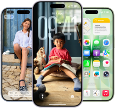 iPhone 17, Rückansicht, Dynamic Island oben mittig, drei Farben: Nebelblau, Lavendel, Salbei